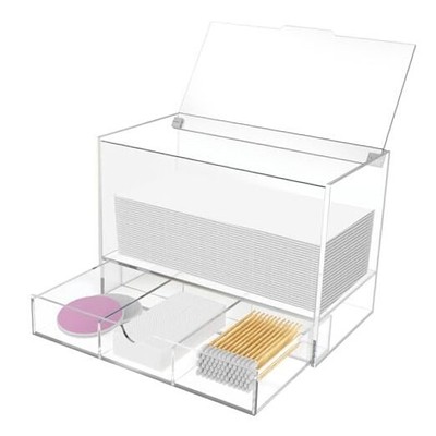 Makeup & Vanity Container Dryer Sheet Holder Pull-Our Hinged Lid & Drawer