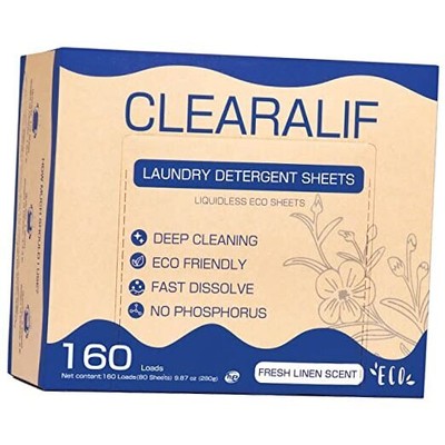  Laundry Detergent Sheets Up to 160 Loads - 160 Count (Pack of 1) Fresh Linen