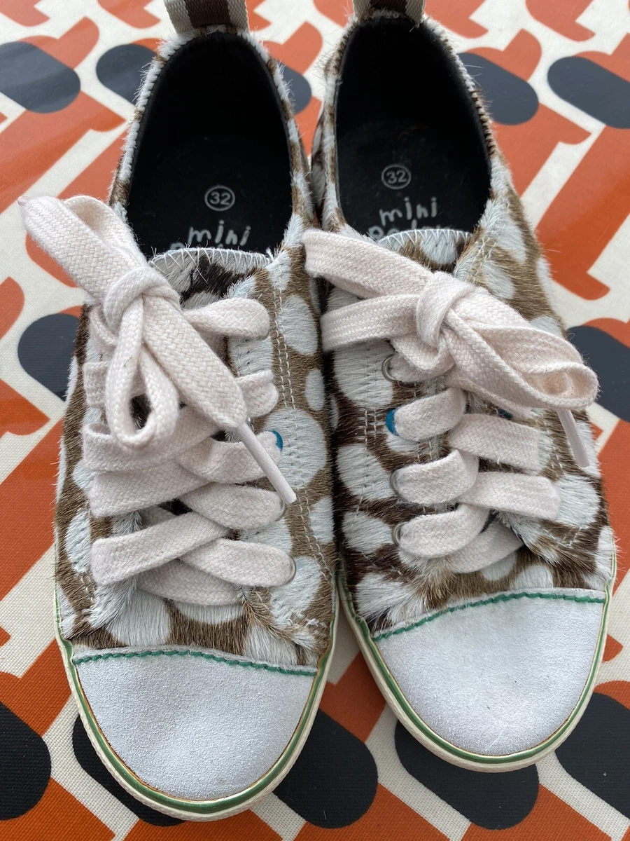 Mini Boden Girls Trainers Uk 13 EU 32 Spotty Leather Fur Lace Up