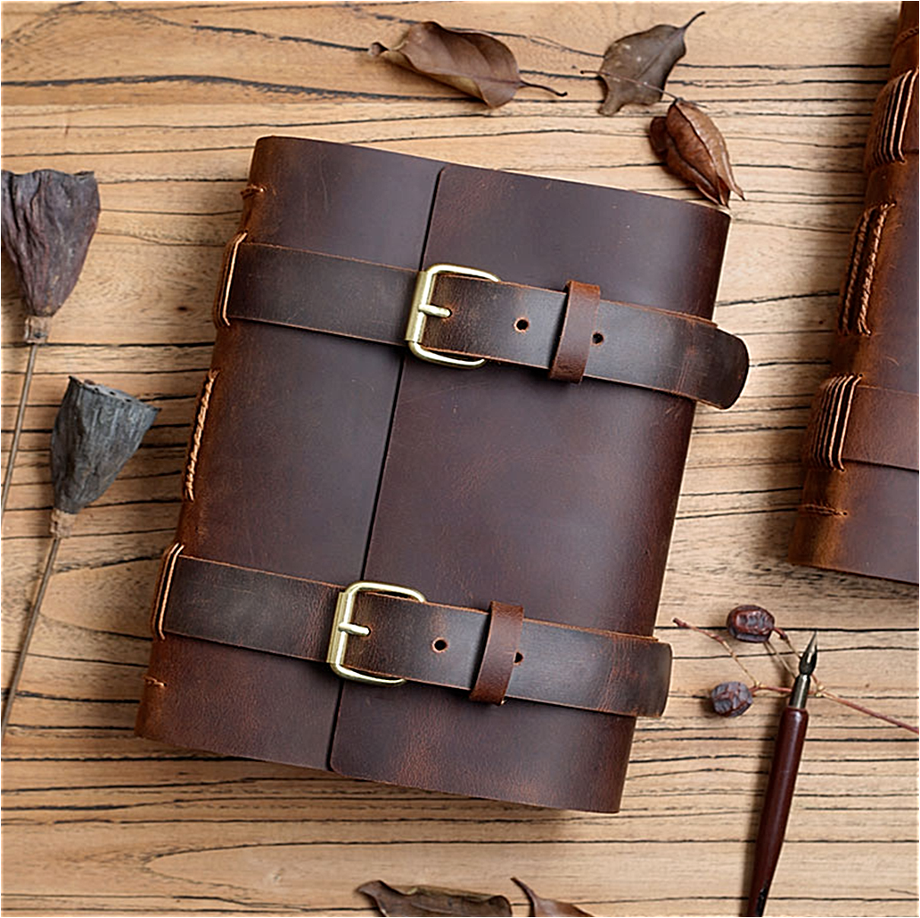 LARGE Genuine COW Leather Journal Diary Sketchbook Notebook Vintage