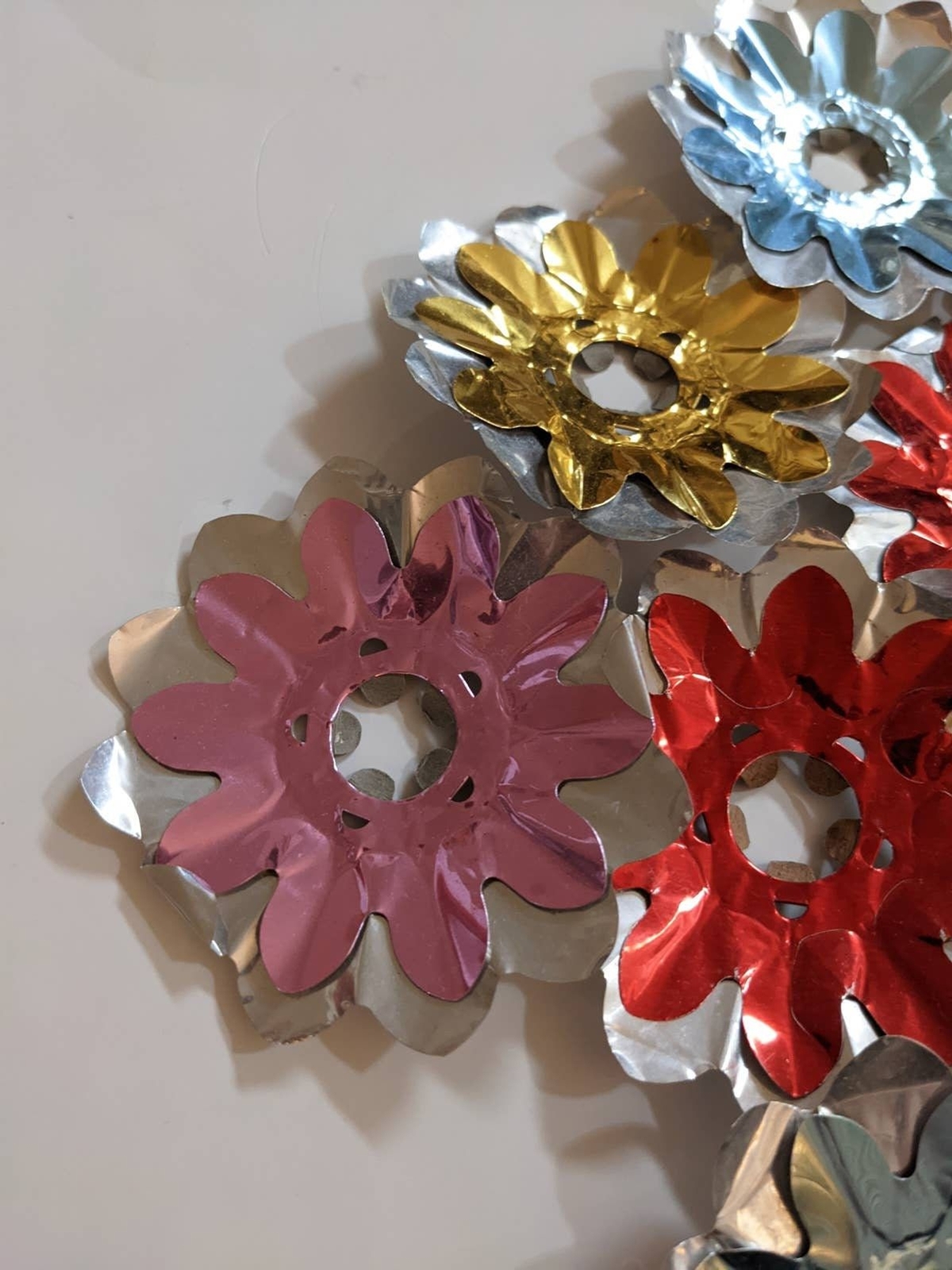 Vintage Aluminum Tin Foil Metallic Christmas Light Reflectors Layered