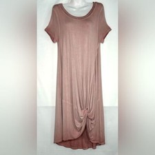 Umgee Knotted T-shirt Dress Mauve Pint Ombré Soft & Comfy Minimalist Boho Sz S