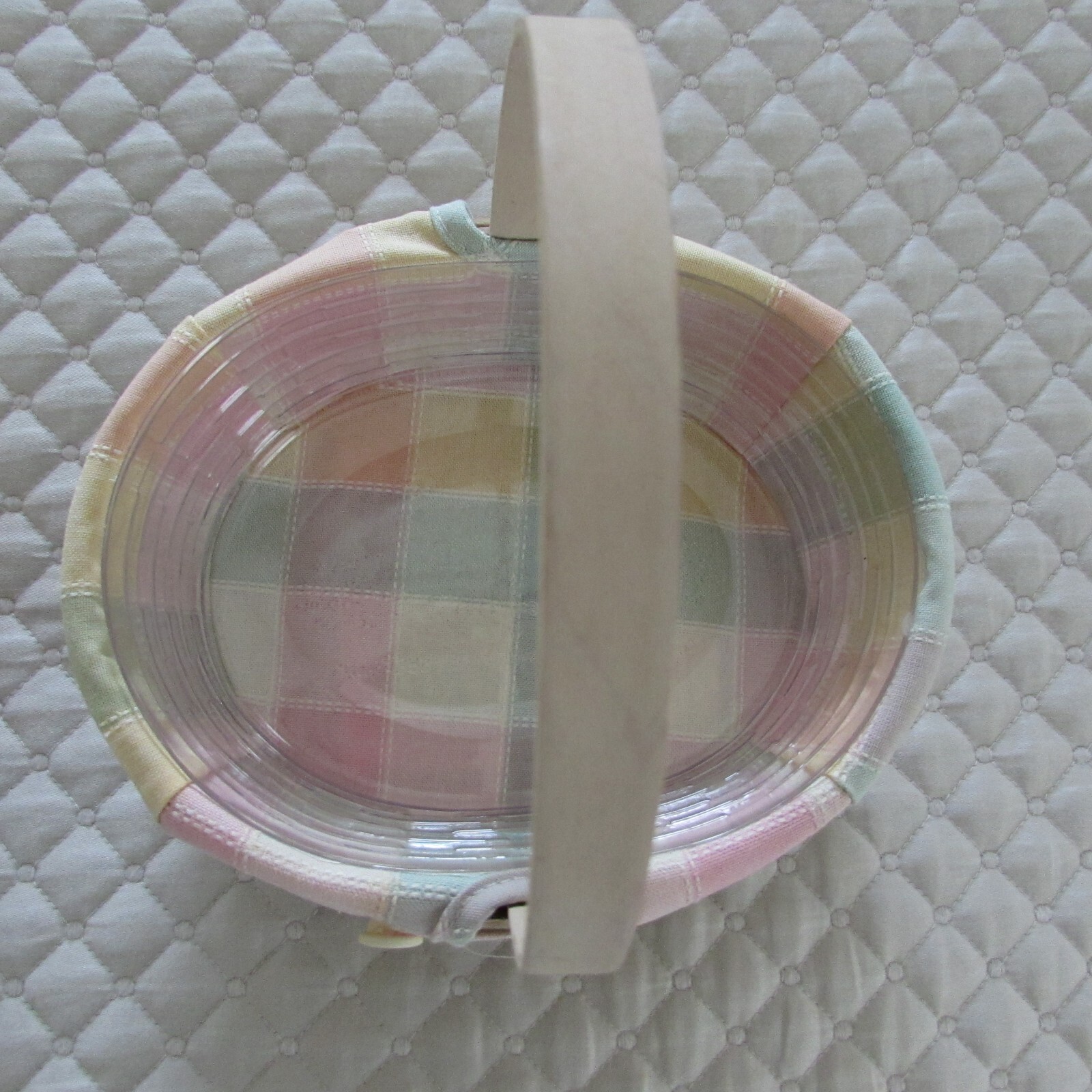 2 Longaberger 2002 Small Easter Whitewashed Baskets, Protectors, Liners