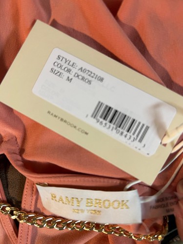 $278 Ramy Brook rosetta catena orlo supporto top taglia media rosa deco NUOVO - Foto 4 di 4