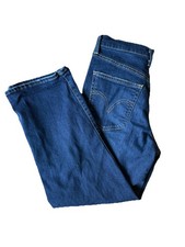 Levi Jeans Ribcage Straight Ankle Distressed Dark Wash Jeans Size 29 Button Fly