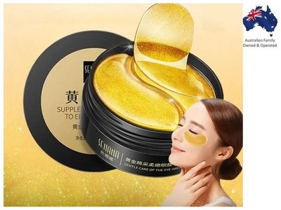24K Gold Eye Mask Patches Hyaluronic Acid Relieve Fatigue Dark Circles Collagen