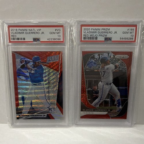 Vladimir Guerrero Jr PSA 10 2-SLAB Lot Natl VIP Red/25 #VG Prizm Mojo/149 #165🔥