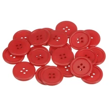 60pcs 40L Sewing Buttons 1" Resin Round Flat 4-Hole Craft Buttons, Red