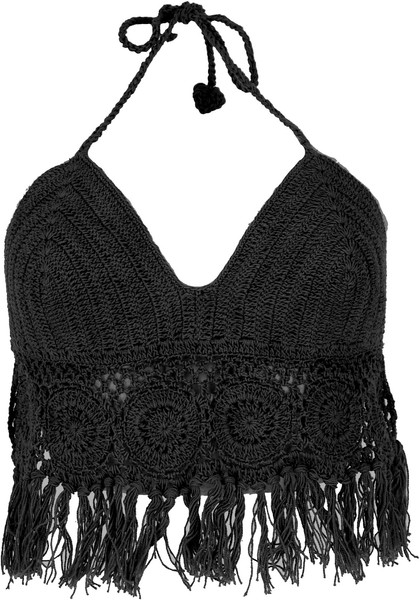 HäKeltop, Bikinitop, Strandtop, Hippie Bra Flower Power - Schwarz-image