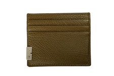 Burberry Unisex "Tall Sandon" Military Green Textured Leather Credit Card Case