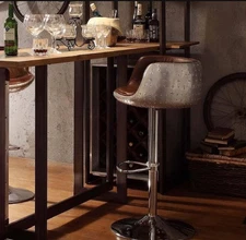 ACME Brancaster Adjustable Stool with Swivel in Vintage Brown Top Grain Leather.