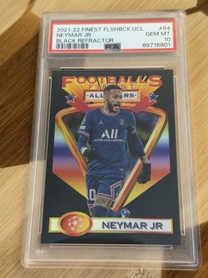 2021-22 Topps Finest UCL NEYMAR JR Black Refractor First print /25 #64 PSA 10