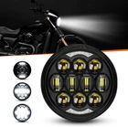 Black 5-3/4" 5.75 80W LED Motorcycle Headlight for Harley Sportster Dyna Softail