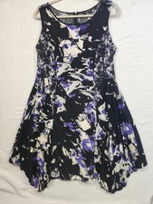 Simply Vera Vera Wang Fit & Flare Dress L Sleeveless Scoop Neck Abstract