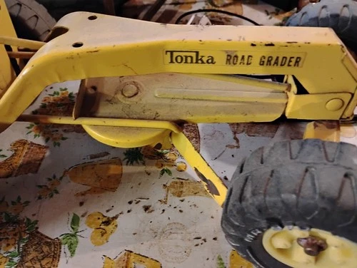 Vintage Tonka Road Grader Yellow Pressed Steel Construction Toy 1960's CLEAN