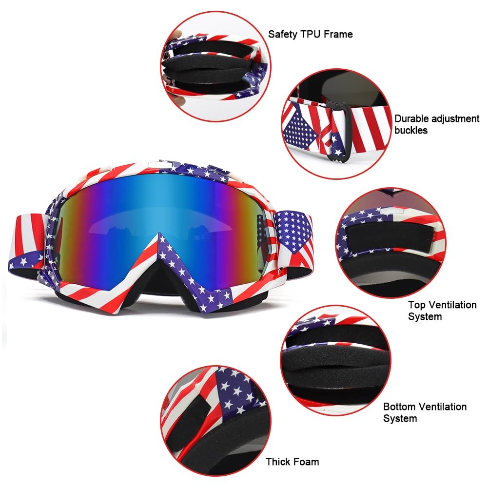 UV400 Dirt Bike ATV Goggles for Men Women Youth Motocross Riding