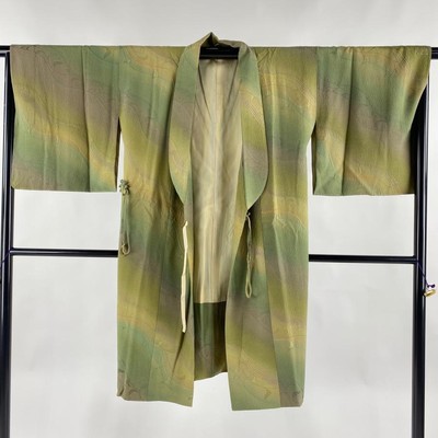 工芸品 taturou.825 JAPANESE KIMONO DOCHUGI COAT BROWN-GREEN 108cm 3 ft 7 in