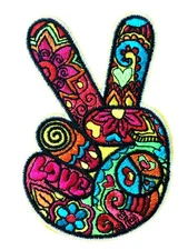 Peace, Love Hand Fingers Patch, Iron On, Sew On, Applique, Embroidered, Craft