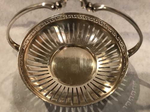 VINTAGE ART DECO WMF fine silver BASKET with handle geometric design - Picture 3 of 6