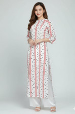 NWOT White/Black Polka Dot Vietnamese Ao Dai Size 4/6