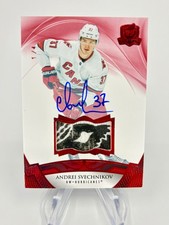 Andrei Svechnikov 2020-21 Upper Deck The Cup WARNING FLAG Patch Auto Red 1/4