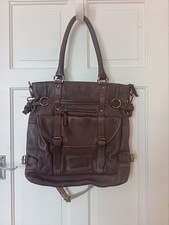 Musto Large Rich Dark Brown Leather Buckled Messenger Bag Utility Look