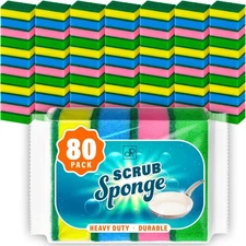 DecorRack 80 Kitchen Sponges, Heavy Duty Dish Sponges, Household Cleaning, Ba...