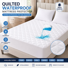 100 Waterproof Mattress Protector Quilted Mattress Pad Cover Breathable Fitted