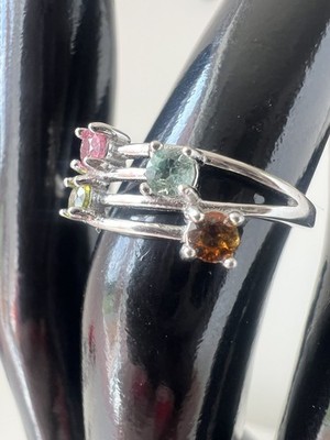 925 Sterling Silber Ring mehrfarbig Turmalin | verstellbar
