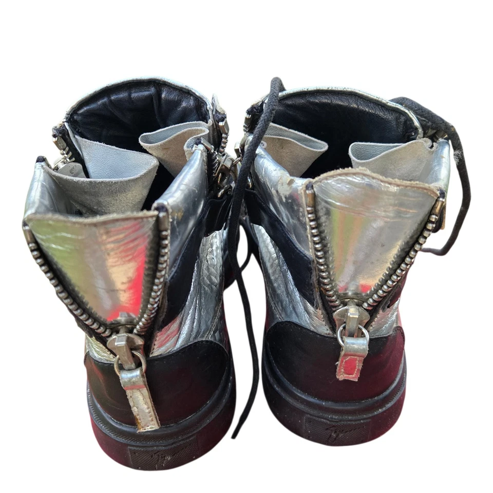 GIUSEPPE ZANOTTI Mujer Metálico Plateado Zapatillas Altas Talla 39/8.5-9 Foto 4 de 4