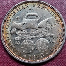 1893 Columbian Commemorative Half Dollar 50c Silver BU UNC RAINBOW TONING #96198