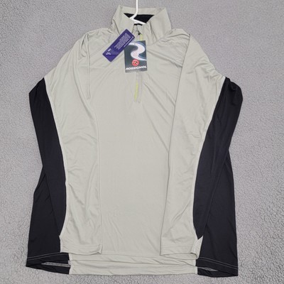 Rossignol Jacket Mens Large Concrete Taupe Dry Soft Colorblock 1/4 Zip Anti-Odor
