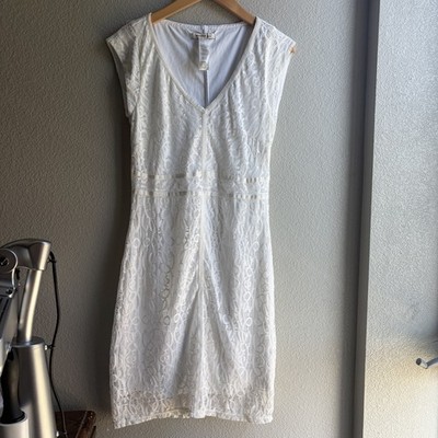 Laundry by Design White Lace Sheath Dress V-Neck Sleeveless Size 8