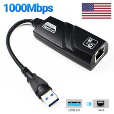 USB 3.0 Gigabit Ethernet 1000Mbps Adapter RJ45 LAN Network For Windows PC Mac