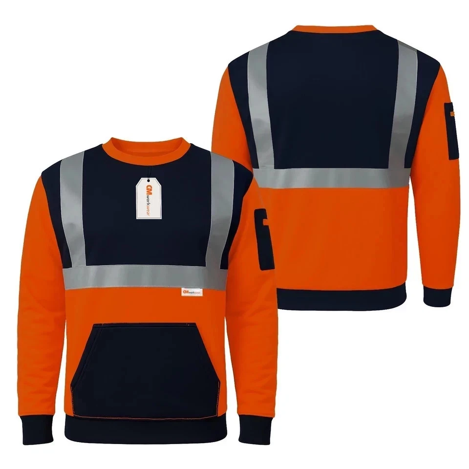Orange Navy and Yellow Navy hi-vis sweatshirt colourways