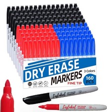 160 Count Liqinkol Fine Tip Dry Erase Markers 80 Black 40 Blue 40 Red Bulk New