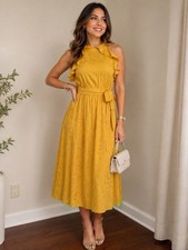 Zara Women's Mustard Yellow Dress
