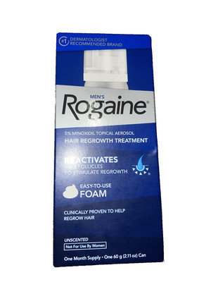 Rogaine Men's Topical Foam Hair Growth Treatment 1 Month Supply Exp 08/2027 NEW