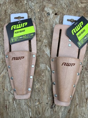AWP Leather Open Ended Plier Holder Belt Loop & Metal Clip LOT 2 Tan