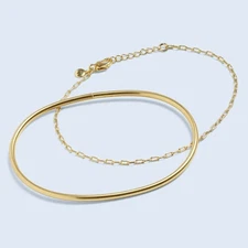 Madewell Vintage Gold Two-Pack Cuff Chain Anklet Set Plated Recycled Brass NQ247