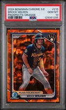2024 Bowman Chrome Brock Wilken Orange Refractor /25 PSA 10 Brewers #215 SSP 🔥