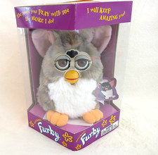 Tiger Furby 1998 70-800 BrownStripe  White Brown Eyes exc.cond w/ Box Video