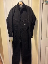 Berne Coveralls Small Black Duck Canvas Quilted Insulated Winter Excellent