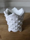 Vintage Fenton Hobnail White Milk Glass Toothpick Holder W/Original Sticker EUC