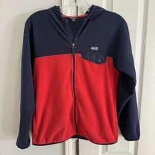 Patagonia Jacket Youth XL 14 Micro D Snap T Fleece Full Zip Hoodie Navy Red