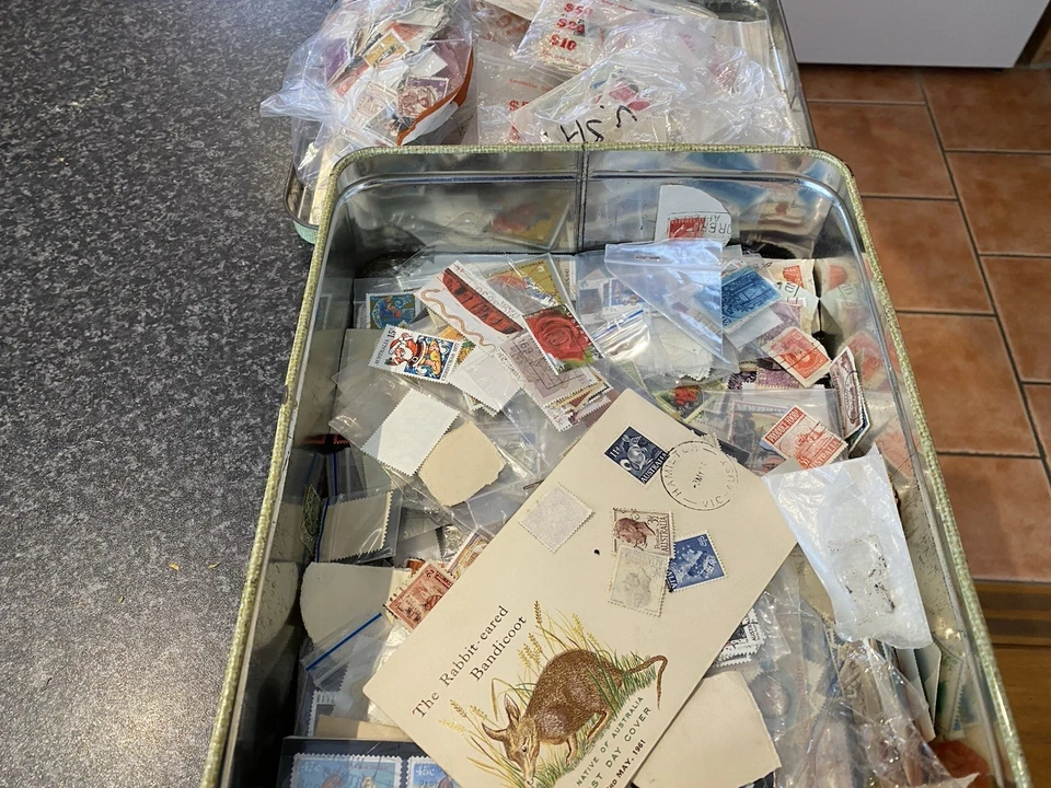 bulk box of mixed stamp collection 1000's - image 2 of 4