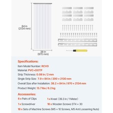 6pcs Strip Curtain PVC Door Curtain 84" x 38" Cooler Freezer Clear Plastic