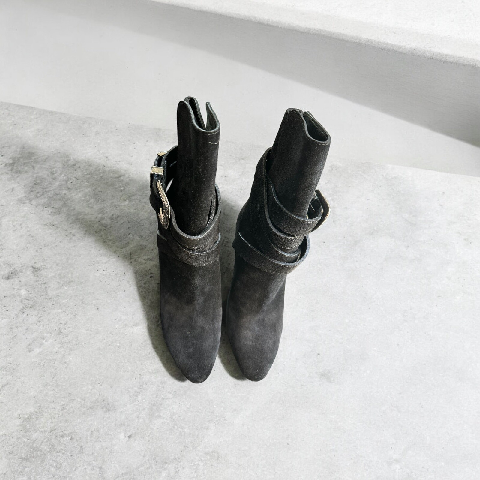 Stivali Saint Laurent mica in pelle scamosciata nera stile western 36