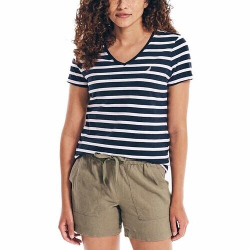 NAUTICA Women's Solid V-Neck T-Shirt - 100% Cotton Short Sleeve Tee - View #10
