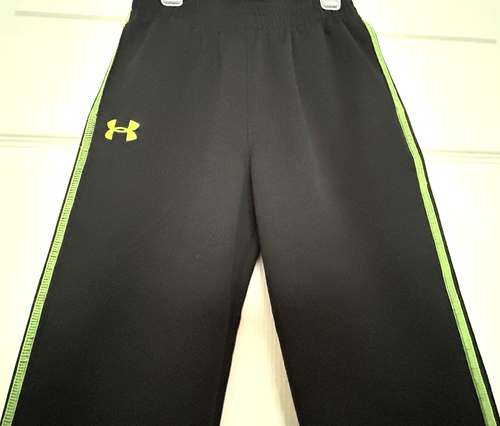UNDER ARMOUR KIDS - Boys Everyday Track Pants BLACK/NEON GREEN Spell-Out - Sz 4 - Picture 8 of 24